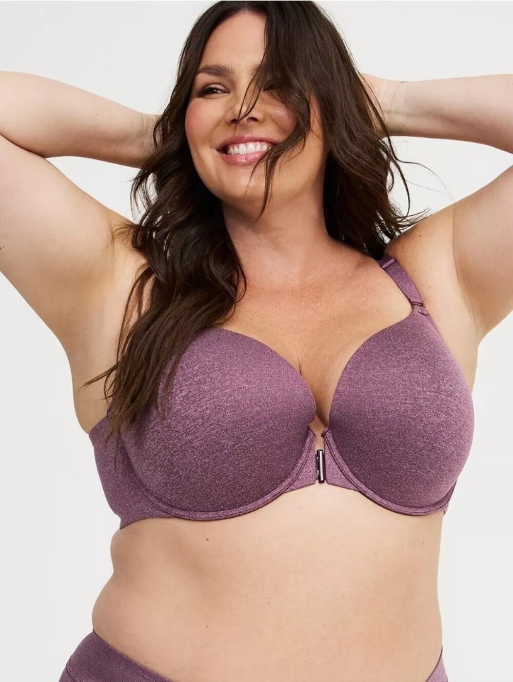 Torrid Perfect T-Shirt Front Closure Lightly Lined Size 42H Heather Plum NWT